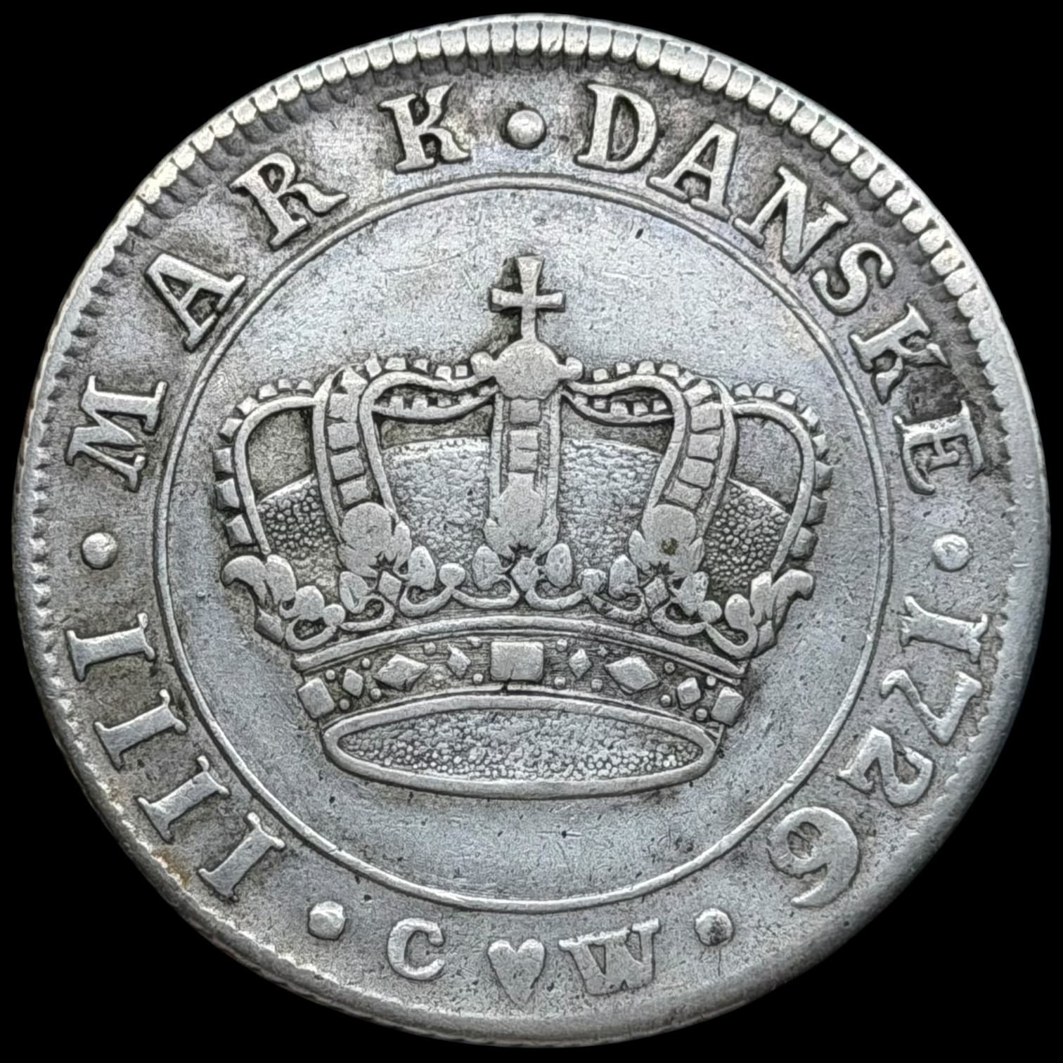 1726, 1 krone, Fre.IV, Sieg 20, Hede 40, Kva. 1+