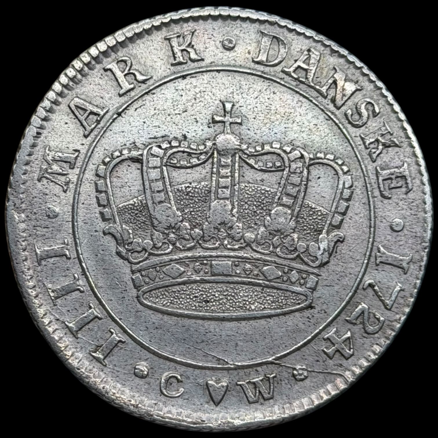 1724, 1 krone, Fre.IV, Sieg 20, Hede 40, Kva. 01-1+