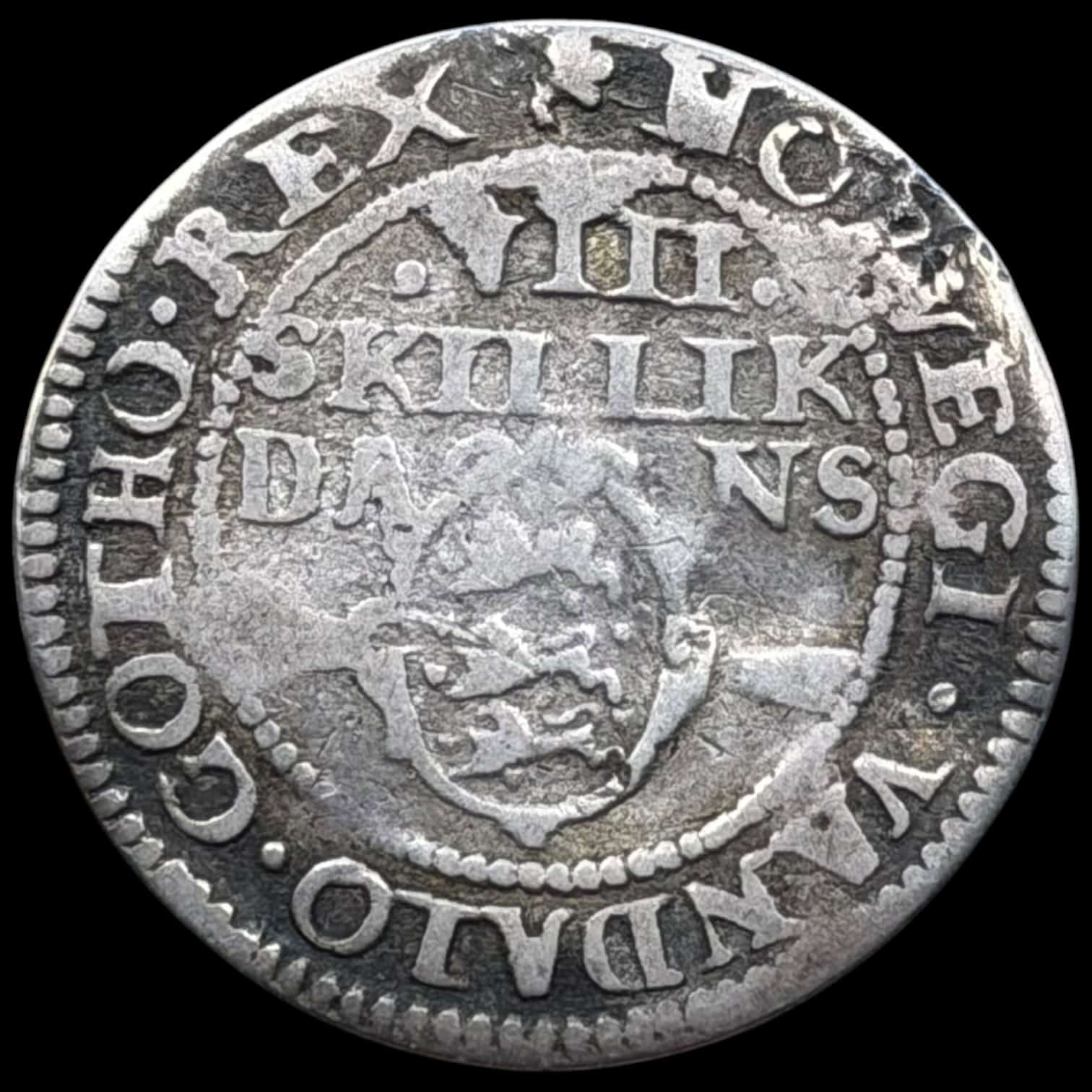 1607, 8 skilling, Chr.IV, Sieg 54.1, Hede 93A, Kva. 1-1+ - Image 2