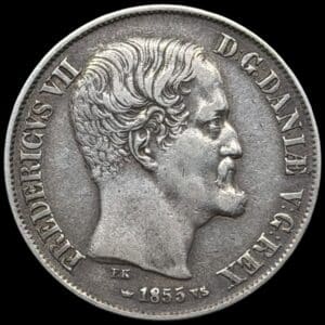 1855 VS, 1 Rigsdaler, Fre.VII, Sieg 13.1, Hede 8A, Kva. 1+