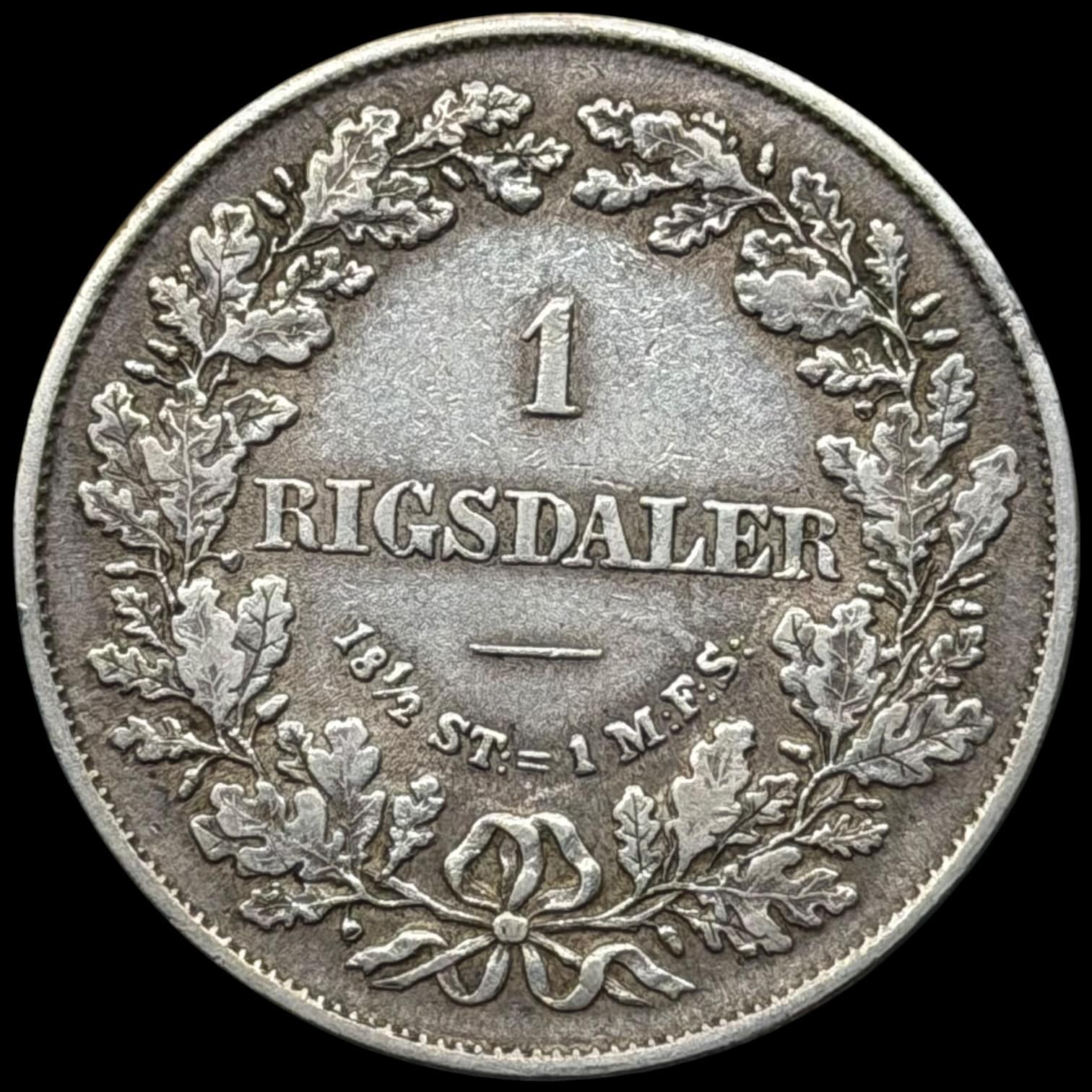 1855 VS, 1 Rigsdaler, Fre.VII, Sieg 13.1, Hede 8A, Kva. 1+ - Image 2