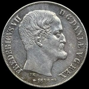 1854 VS, 1 Rigsdaler, Fre.VII, Sieg 13.1, Hede 8A, Kva. 1+-01 renset