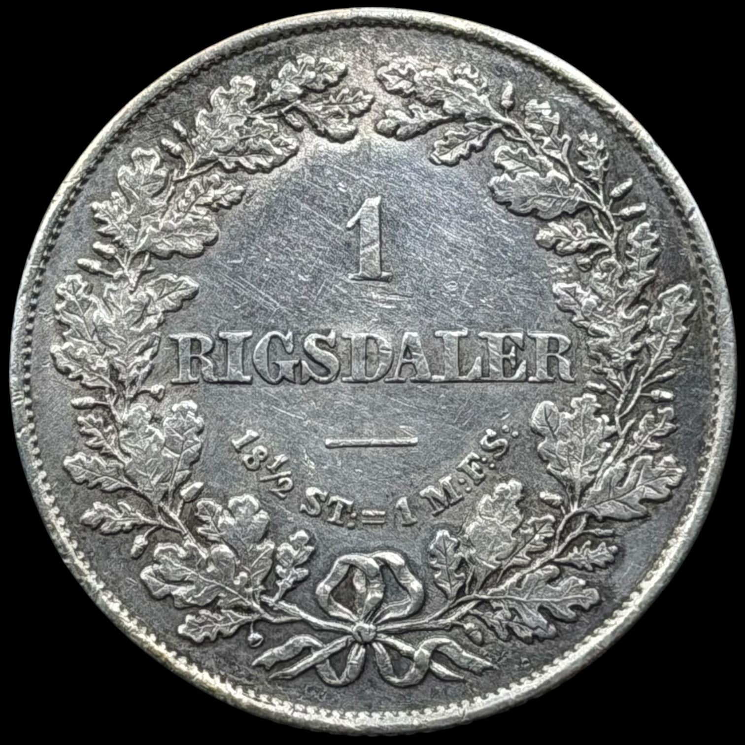 1854 VS, 1 Rigsdaler, Fre.VII, Sieg 13.1, Hede 8A, Kva. 1+-01 renset - Image 2