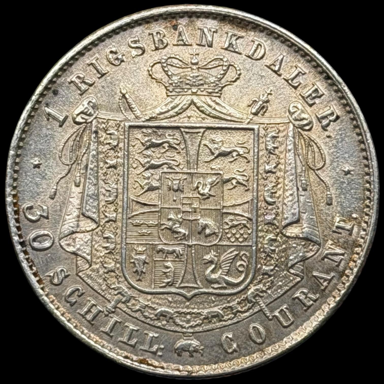 1849 VS, 1 rigsbankdaler, Fre.VII, Sieg 5, Hede 5, Kva. 01 lille kantstød - Image 2