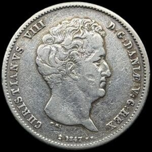 1847 FF, 1 rigsbankdaler, Chr.VIII, Sieg 12.2, Hede 4B, Kva. 1-1+ renset