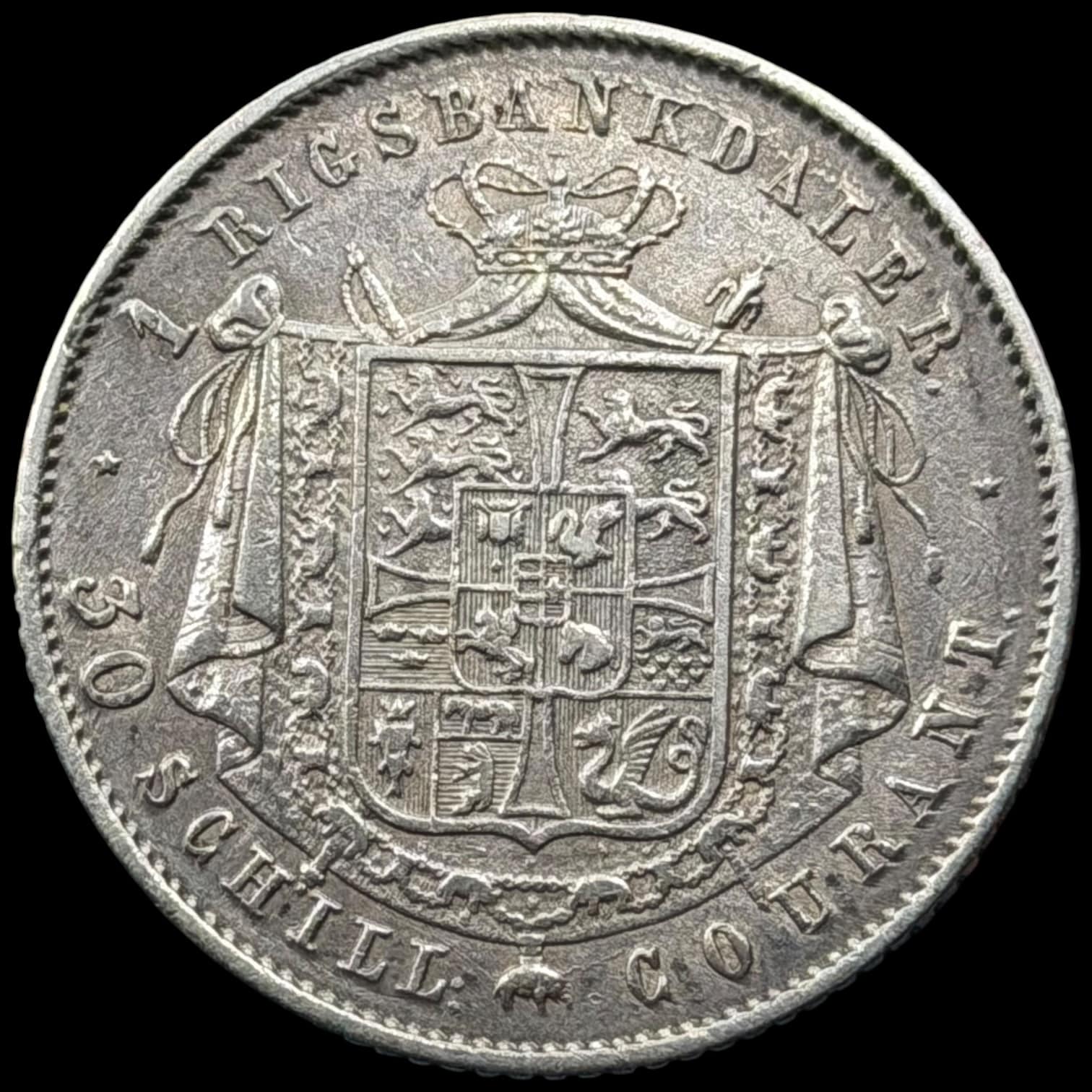 1842 VS, 1 rigsbankdaler, Chr.VIII, Sieg 12.1, Hede 4A, Kva. 1+ - Image 2