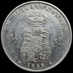1838 WS, 1 rigsbankdaler, Fre.VI, Sieg 28.3, Hede 27C, Kva. 1+ kantstød