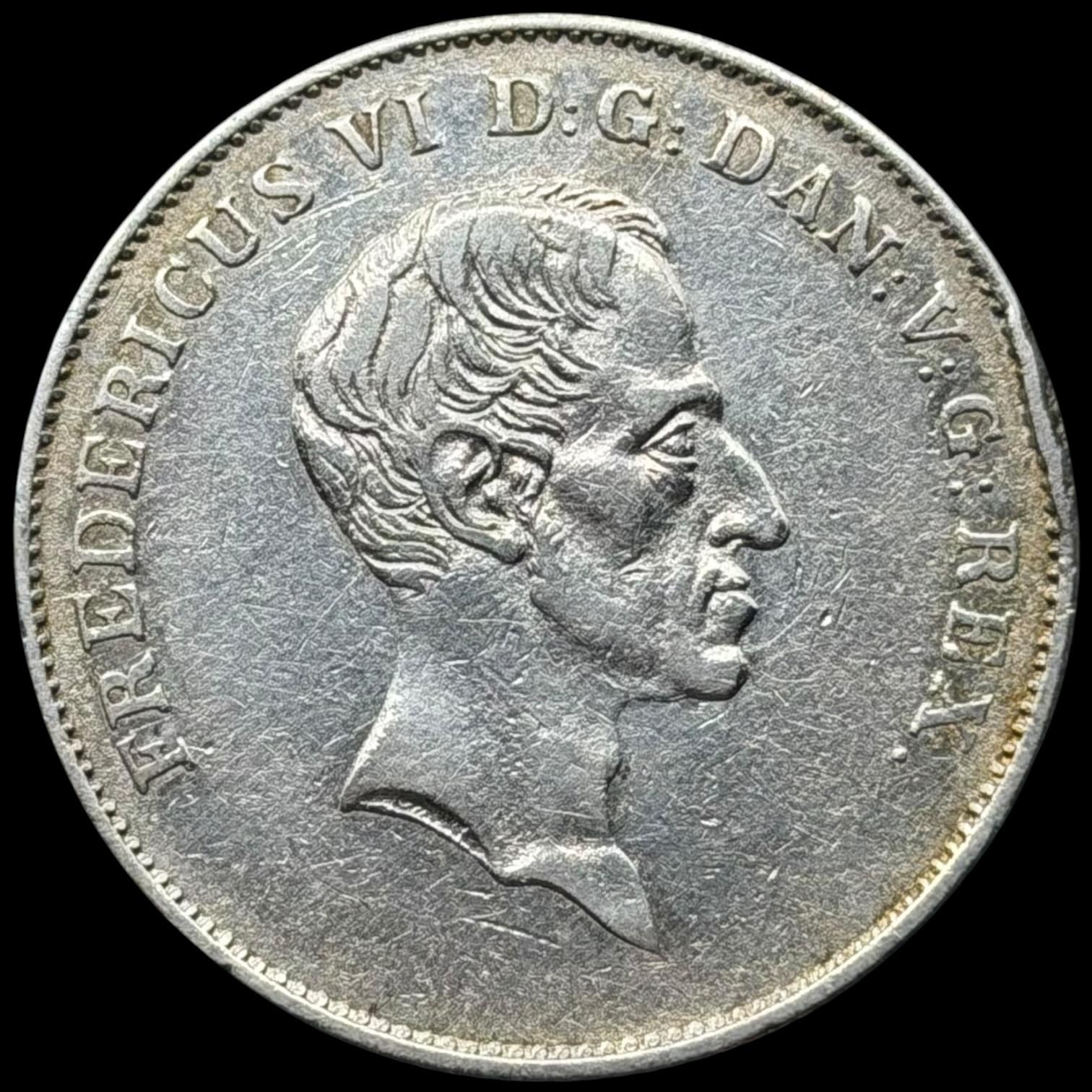 1838 WS, 1 rigsbankdaler, Fre.VI, Sieg 28.3, Hede 27C, Kva. 1+ kantstød - Image 2