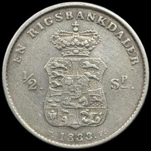 1833 FF, 1 rigsbankdaler / 1/2 speciedaler, Fre.VI, Sieg 27.1, Hede 27A, Kva. 1+
