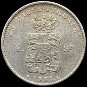 1826 FF, 1 rigsbankdaler / 1/2 speciedaler, Fre.VI, Sieg 27.1, Hede 27A, Kva. 1+