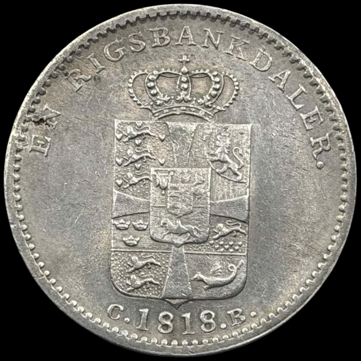 1818 CB, 1 rigsbankdaler, Fre.VI, Sieg 26.4, Hede 24D, Kva.01-1+