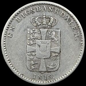 1813, 1 rigsbankdaler, Fre.VI, Sieg 26.1, Hede 24A, Kva. 1+-1 u.alm type
