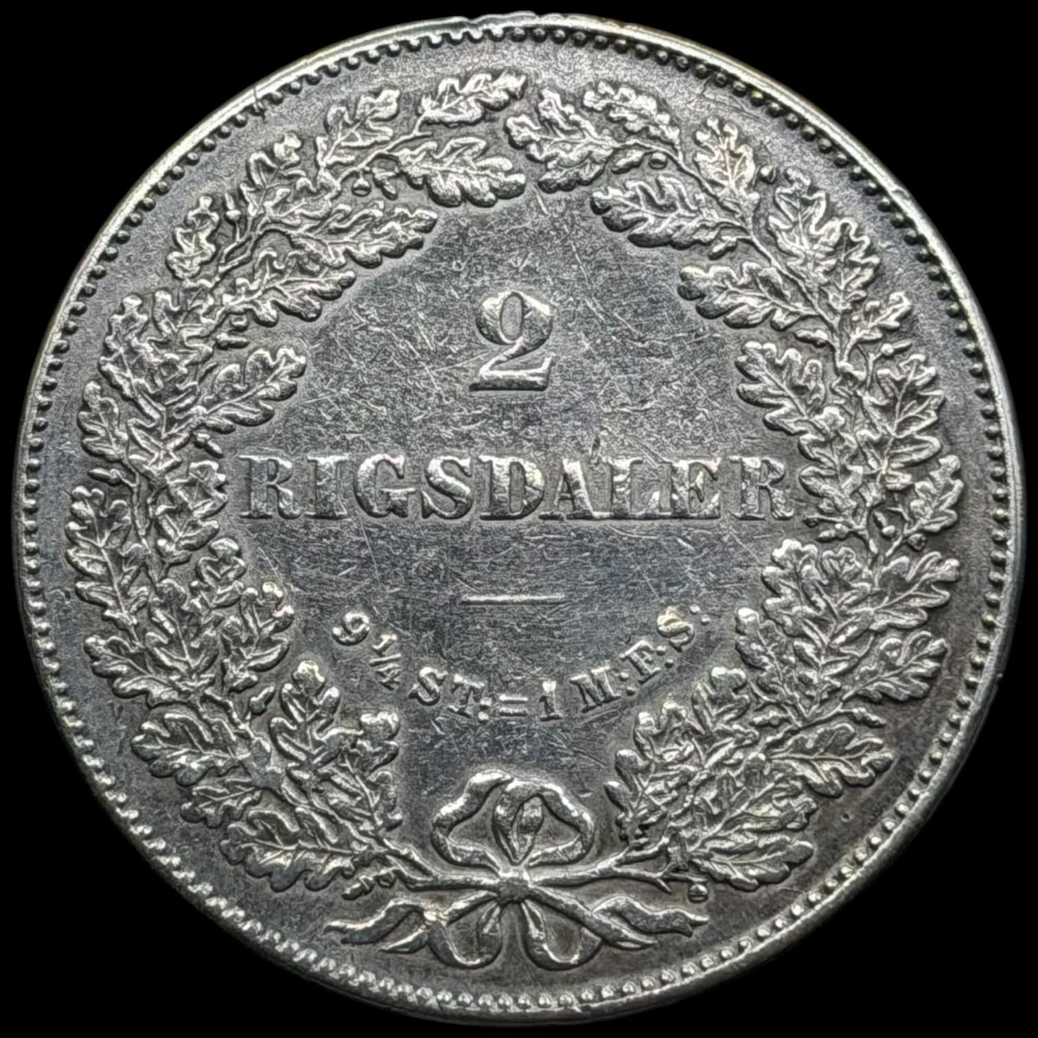 1871 CS, 2 rigsdaler, Chr.IX, Sieg 5.2, Hede 4B, Kva. 1/1+ renset u.alm årgang - Image 2