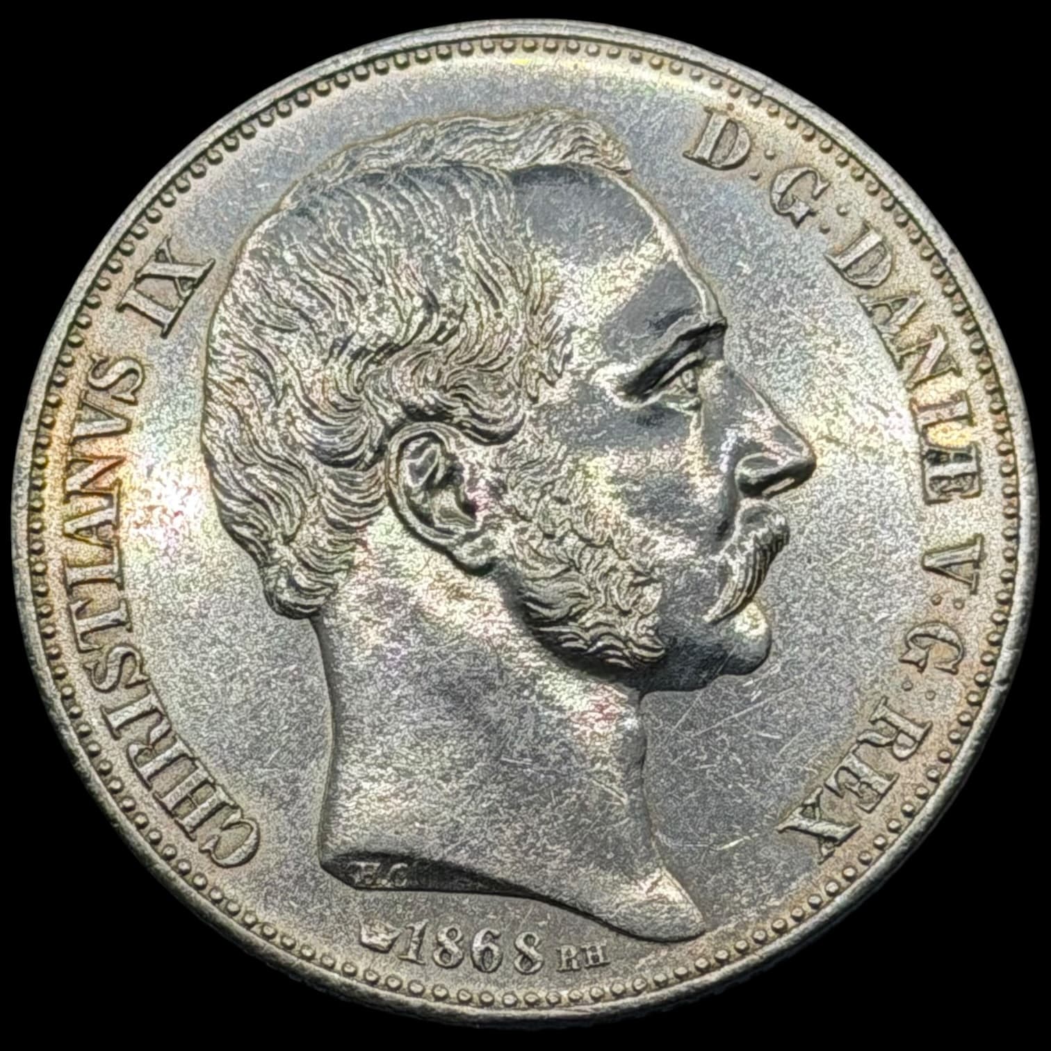 1868 RH, 2 rigsdaler, Chr.IX, Sieg 5.1, Hede 4A, Kva. 01 renset på advers - Image 3