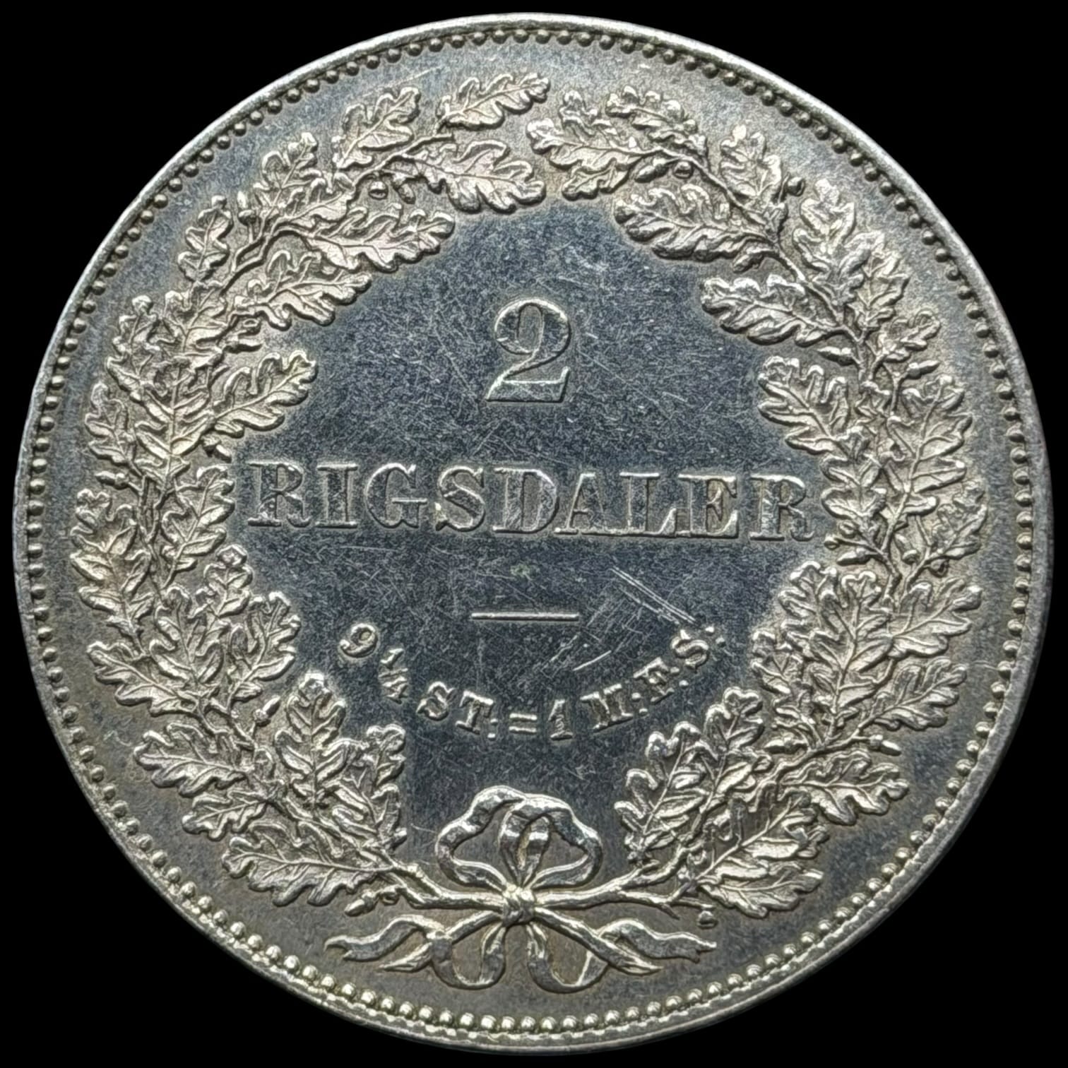 1868 RH, 2 rigsdaler, Chr.IX, Sieg 5.1, Hede 4A, Kva. 01 renset på advers - Image 2