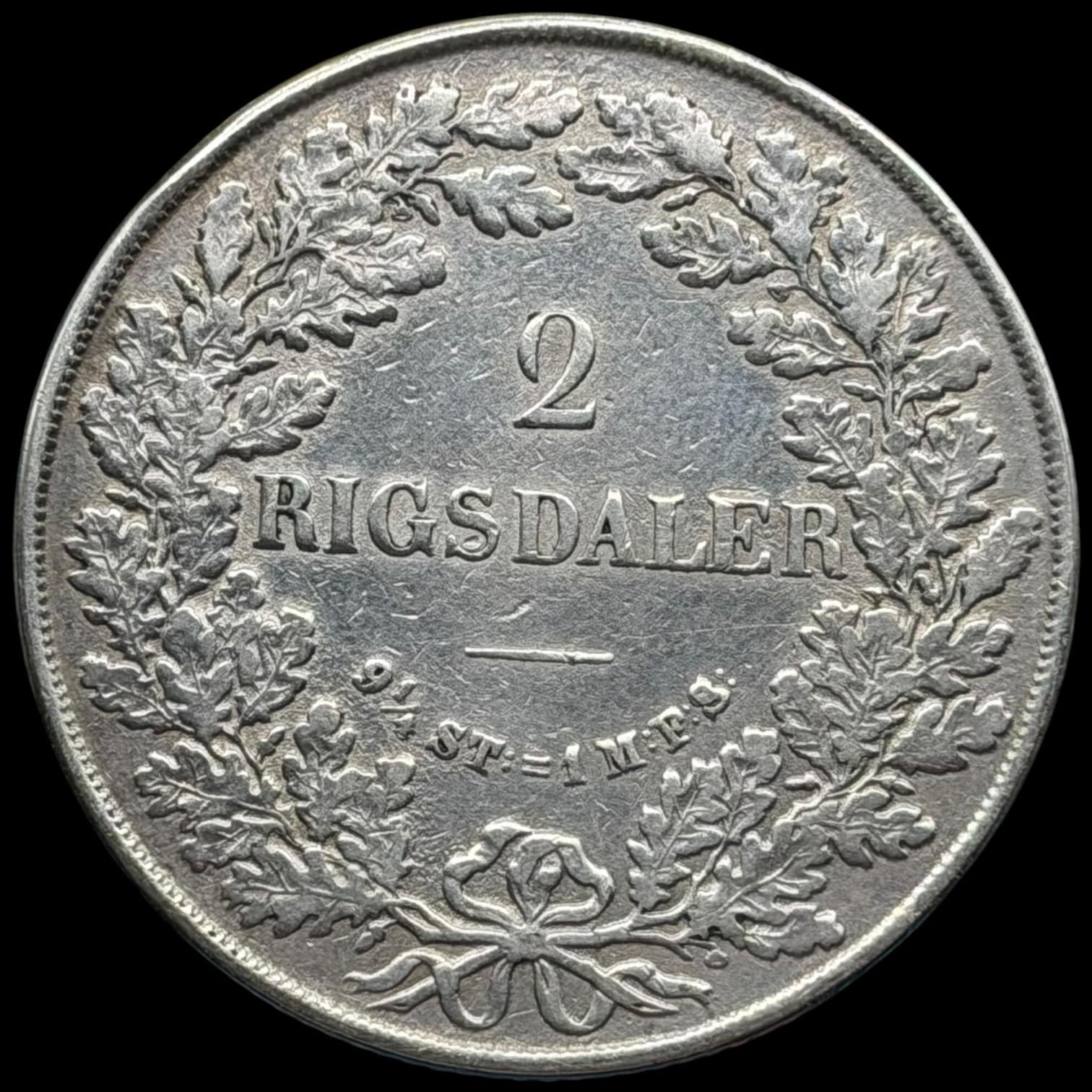 1855 VS, 2 rigsdaler, Fre.VII, Sieg 14.1, Hede 6A, Kva. 1 renset - Image 2