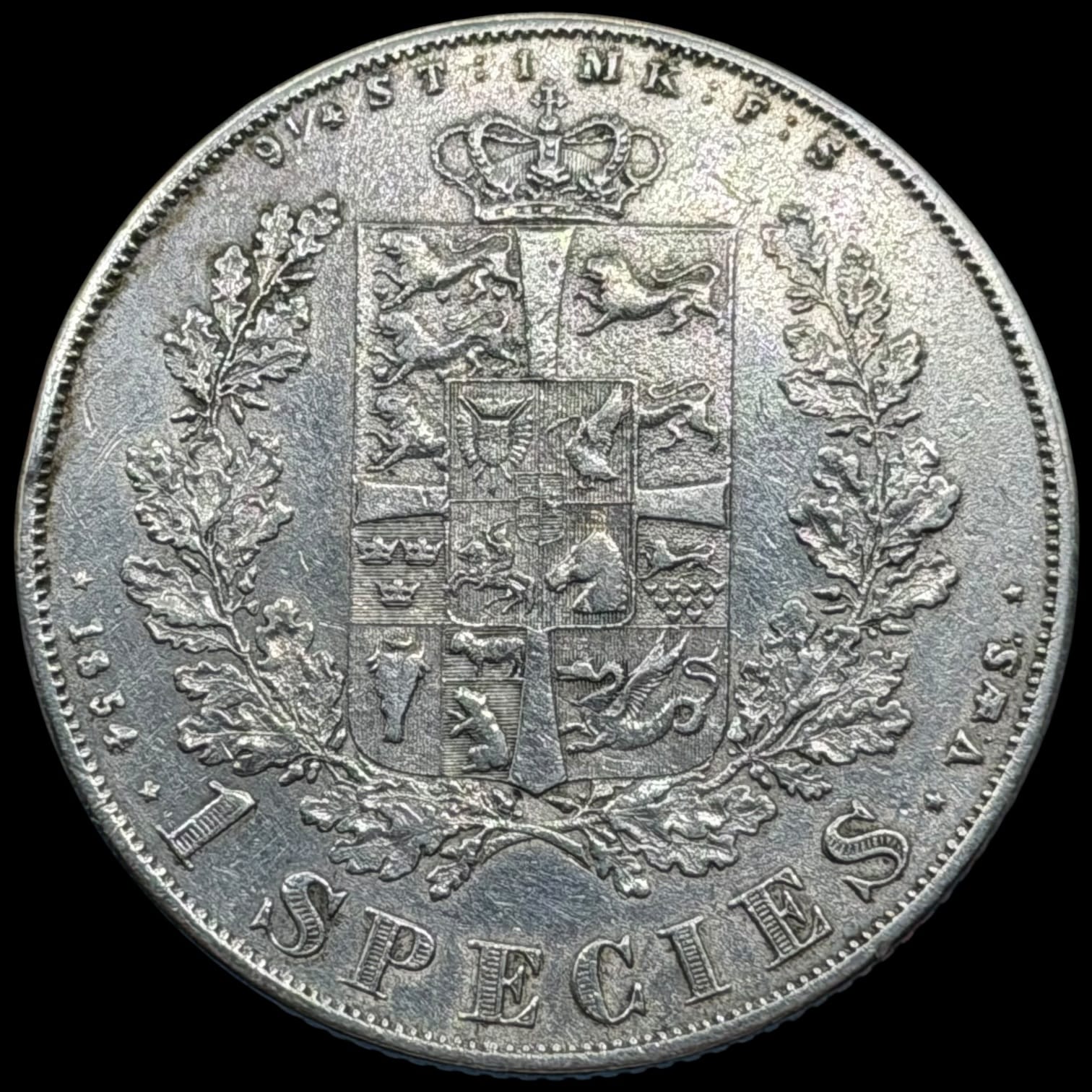1854 VS, speciedaler, Fre.VII, Sieg 6.1, Hede 4A, Kva. 1+-1 renset, sjælden