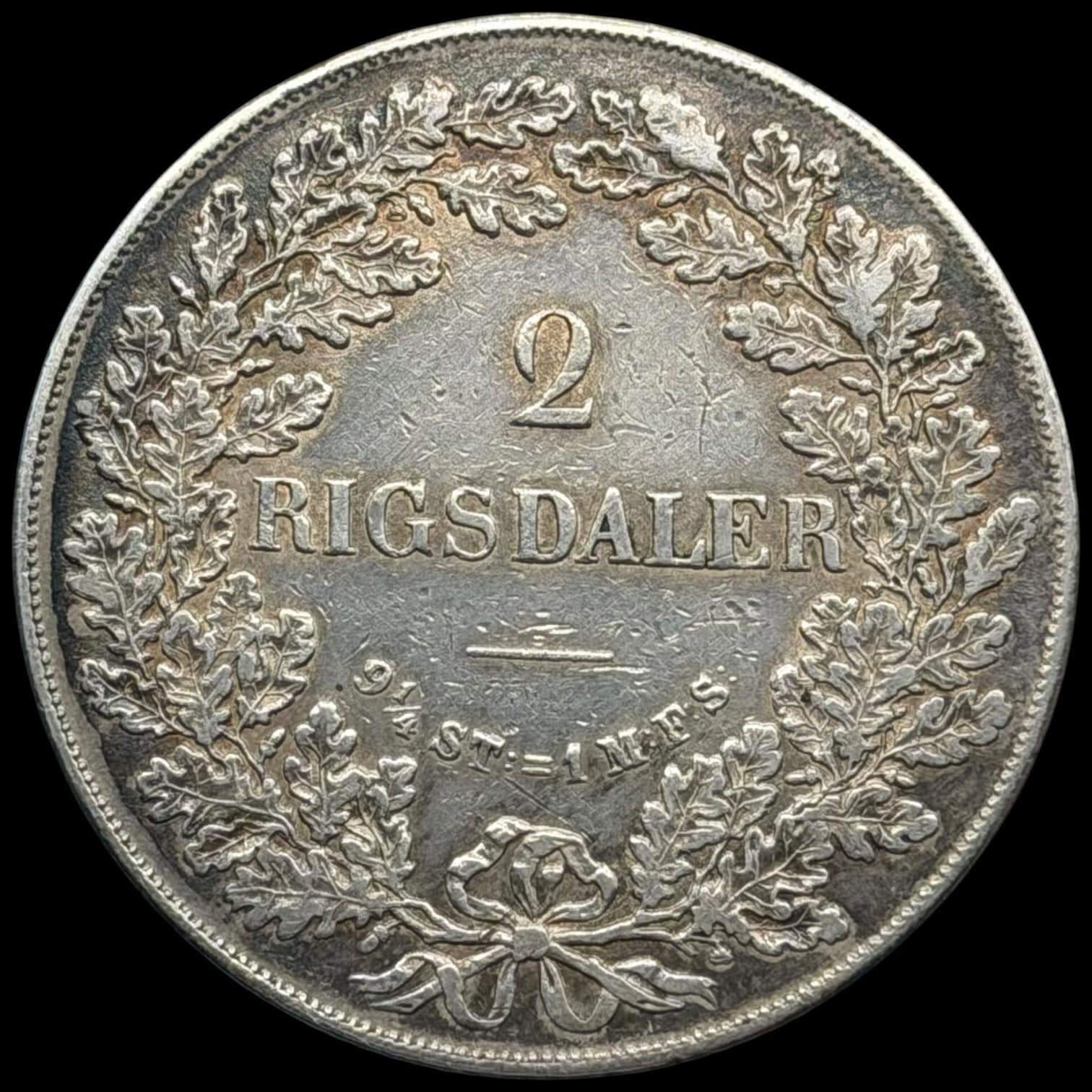 1854 VS, 2 rigsdaler, Fre.VII, Sieg 14.1, Hede 6A, Kva. 1+ renset - Image 2