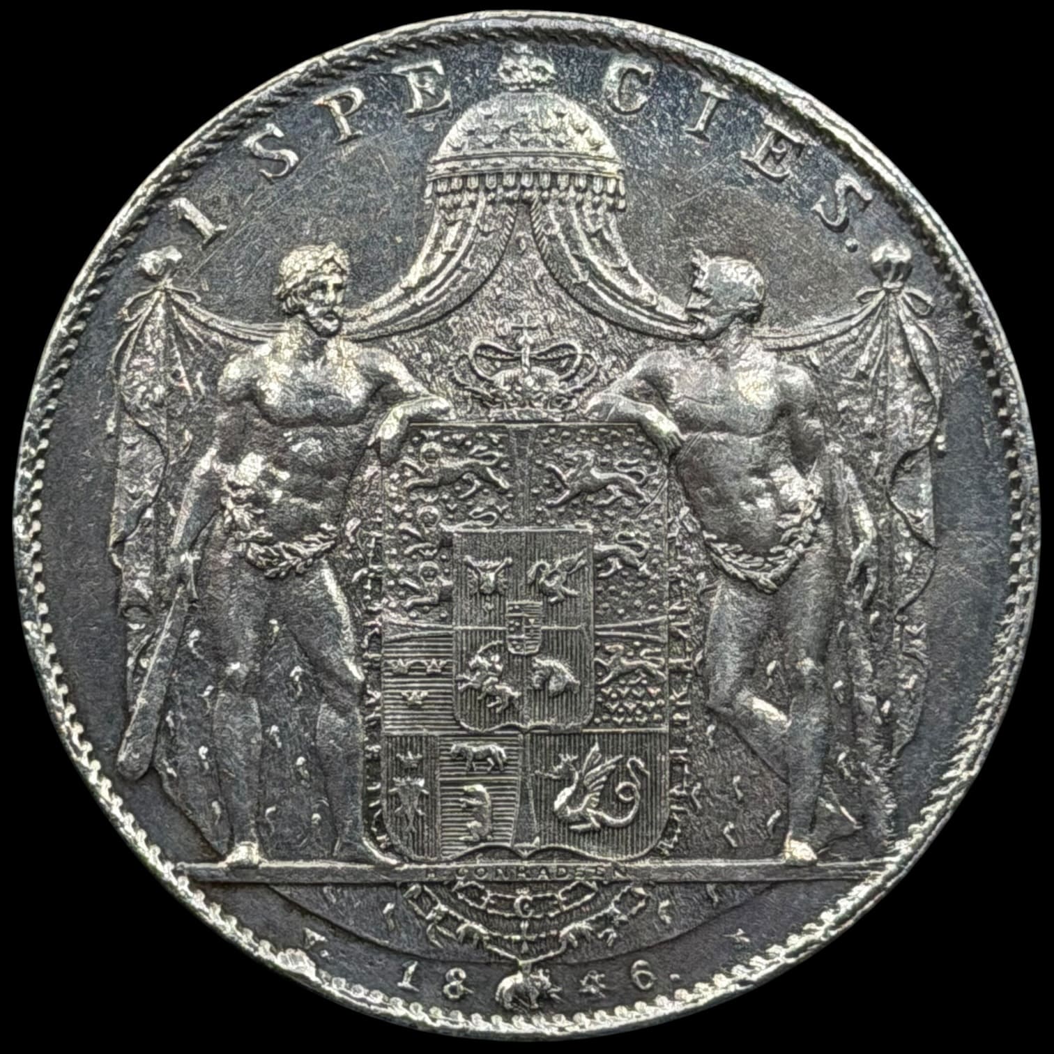 1846 VS, 1 speciedaler, Chr.VIII, Sieg 13.6, Hede 3E, Kva. 01 svag renset