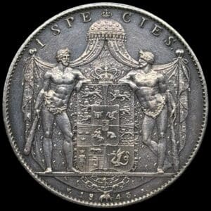 1843 VS, 1 speciedaler, Chr.VIII, Sieg 13.6, Hede 3E, Kva. 01 svag renset