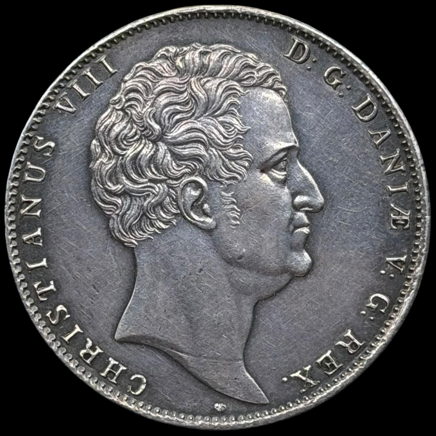 1843 VS, 1 speciedaler, Chr.VIII, Sieg 13.6, Hede 3E, Kva. 01 svag renset - Image 2