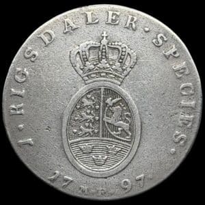 1797 MF, 1 speciedaler, Chr.VII, Sieg 25.1, Hede 13A, Kva. 1+