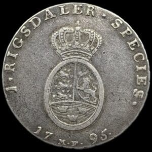 1795 MF, 1 speciedaler, Chr.VII, Sieg 25.1, Hede 13A, Kva. 1+
