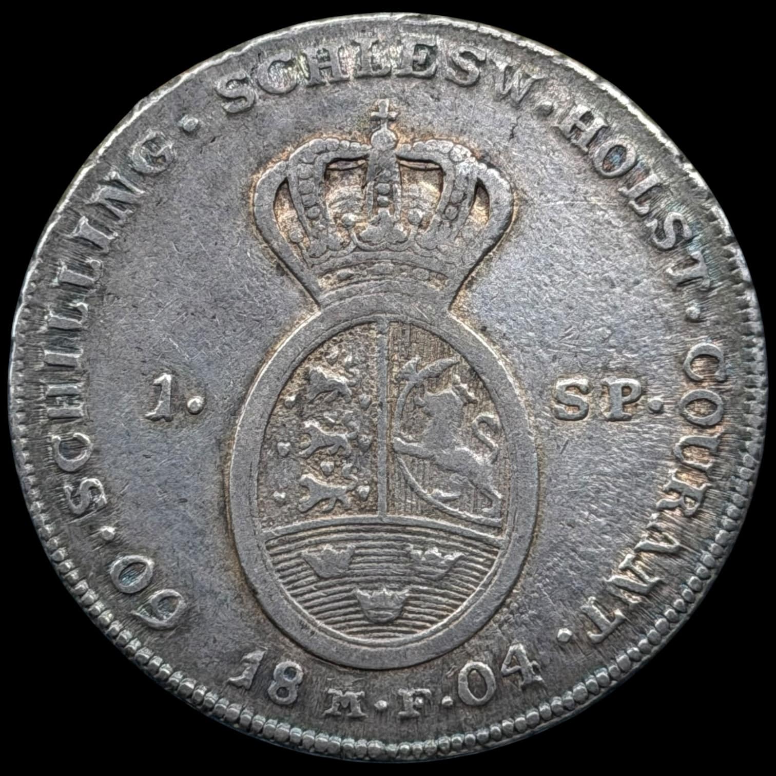 1804 MF, 1 speciedaler, Slesvig Holsten, Chr.VII, Sieg 45.1, Hede 39A, Kva. 01-1+