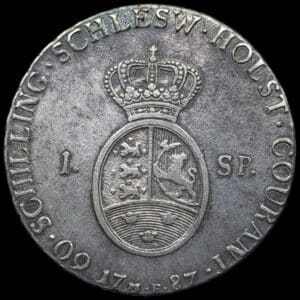 1787 MF, 1 speciedaler, Slesvig Holsten, Chr.VII, Sieg 45.1, Hede 39A, Kva. 1+