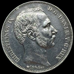 1864 RH, 2 rigsdaler, Chr.IX, Sieg 5.1, Hede 4A, Kva. 1+ renset