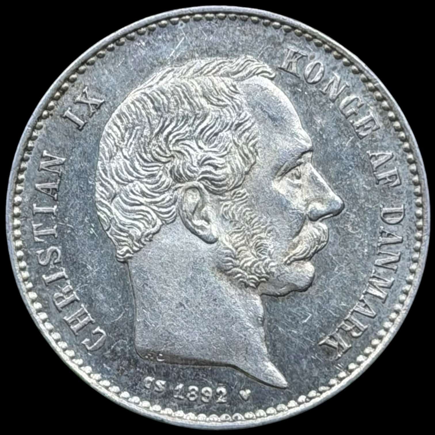 1892, 1 krone, Chr.IX, Sieg 1.1, Hede 14A, Kva. 0-M "Håndteringspor" - Image 3