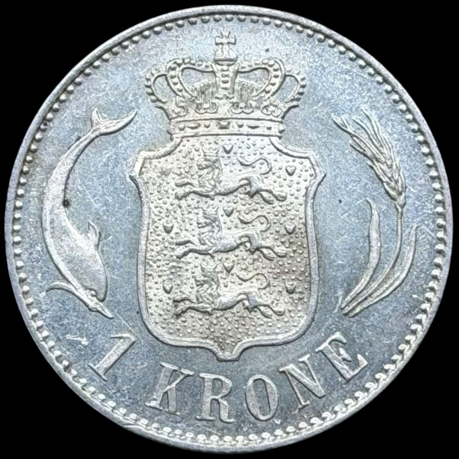 1892, 1 krone, Chr.IX, Sieg 1.1, Hede 14A, Kva. 0-M "Håndteringspor" - Image 4