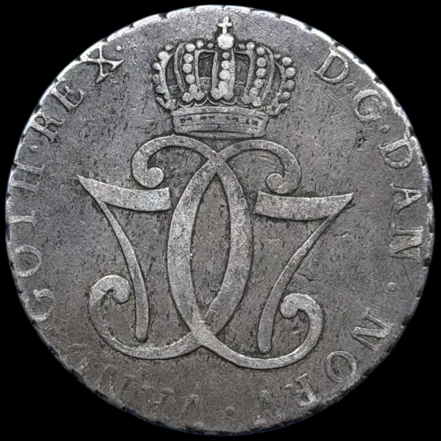 1776 HSK, 1 speciedaler, Chr.VII, Sieg 23.2, Hede 11B, Kva. 1+-1 - Image 2