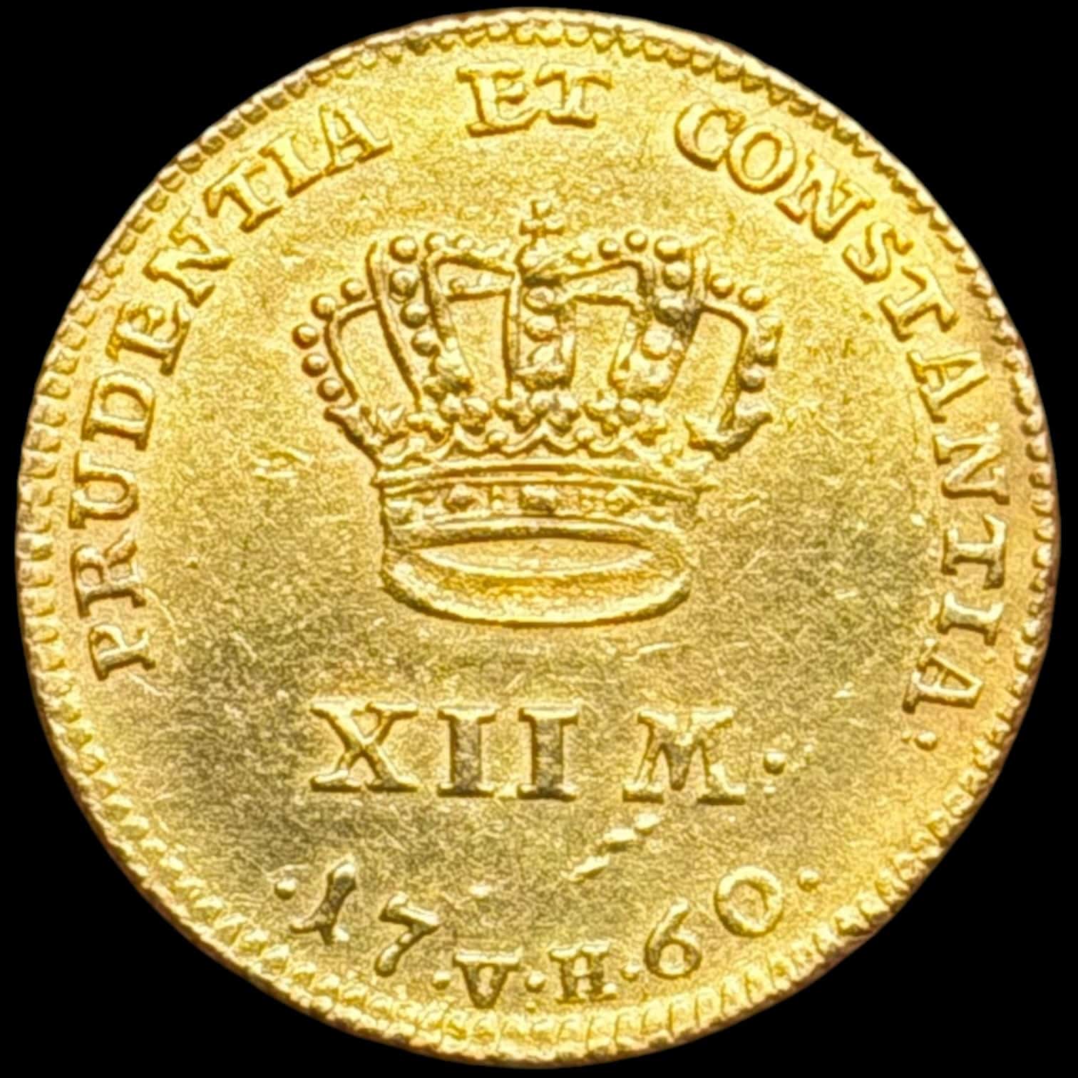 1760 VH, Kurant dukat / 12 mark, Fre.V, Sieg 21.3, Hede 22C, Kva. 1+-01 svag renset