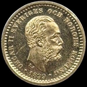 Sverige, 5 kronor 1899, Oskar II, SM 39, KM 756, 2,24 g, Kva. 0-01 Medaljeprægskarakter