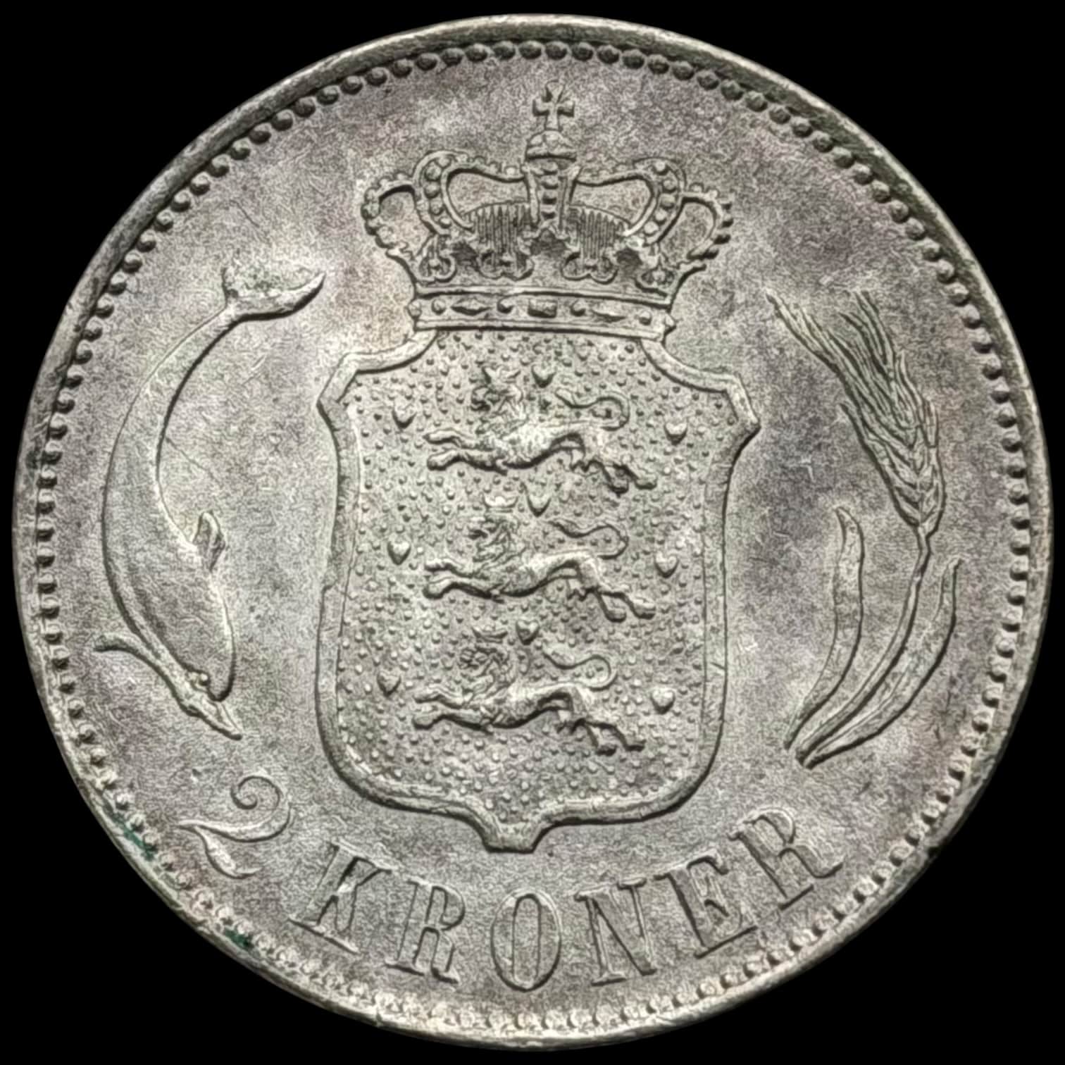 1876, 2 kroner, Chr.IX, Sieg 1.1, Hede 13A, Kva. 1+-01 rids - Image 2