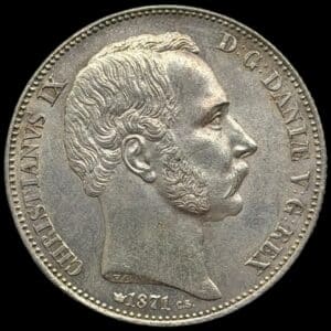 1871 CS, 2 rigsdaler, Chr.IX, Sieg 5.2, Hede 4B, Kva. 01