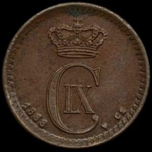 1888 CS, 1 øre, Chr.IX, Sieg 1.1, Hede 19A, Kva. 01