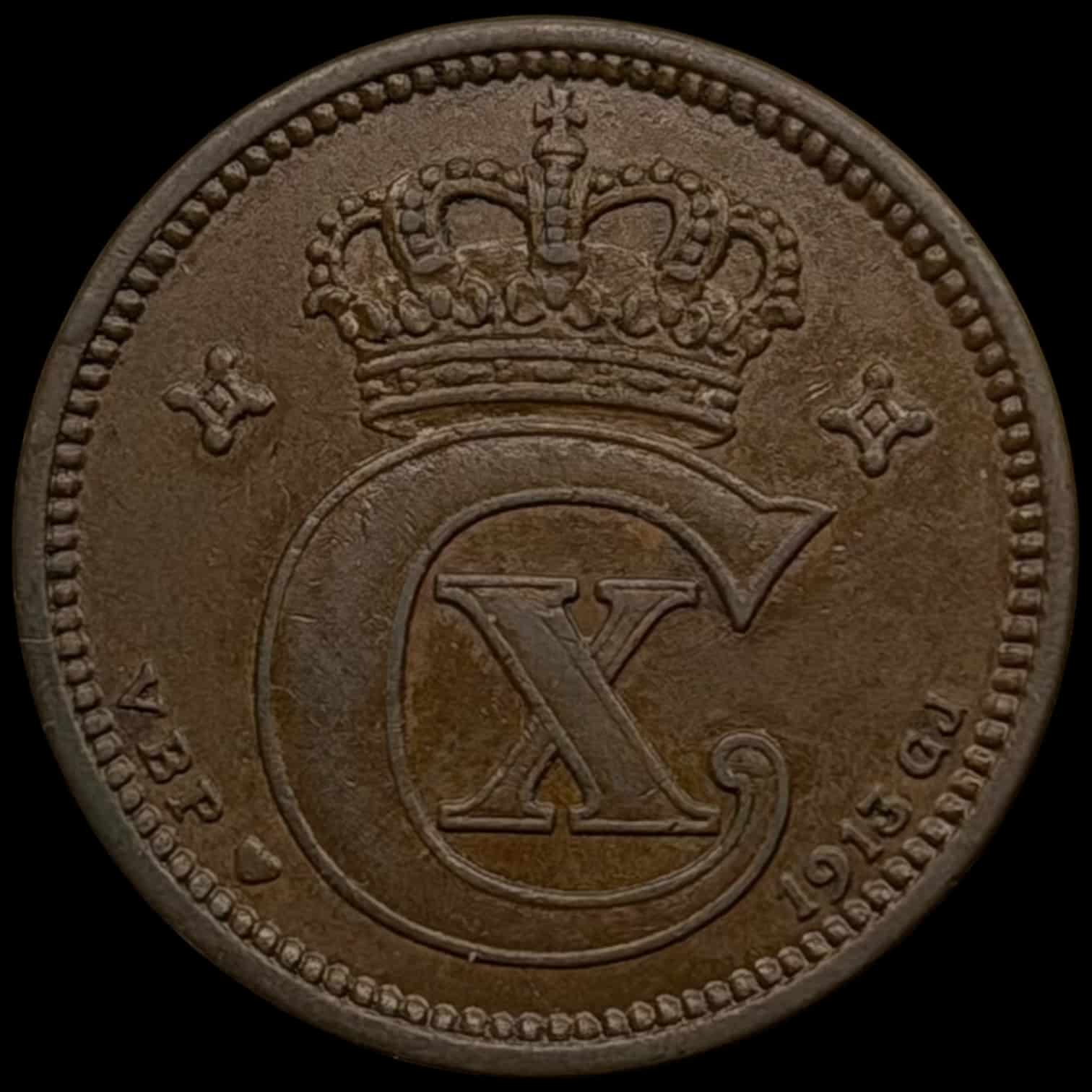 1913, 5 øre, Chr.X, Sieg 3.1, Hede 14A, Kva. 1+-01