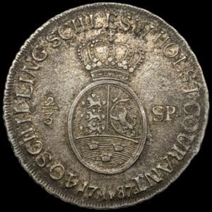 1787 MF, 2/3 speciedaler, Slesvig Holsten, Chr.VII, Sieg 44, Hede 40A, Kva. 01-1+ smukt patineret eksemplar