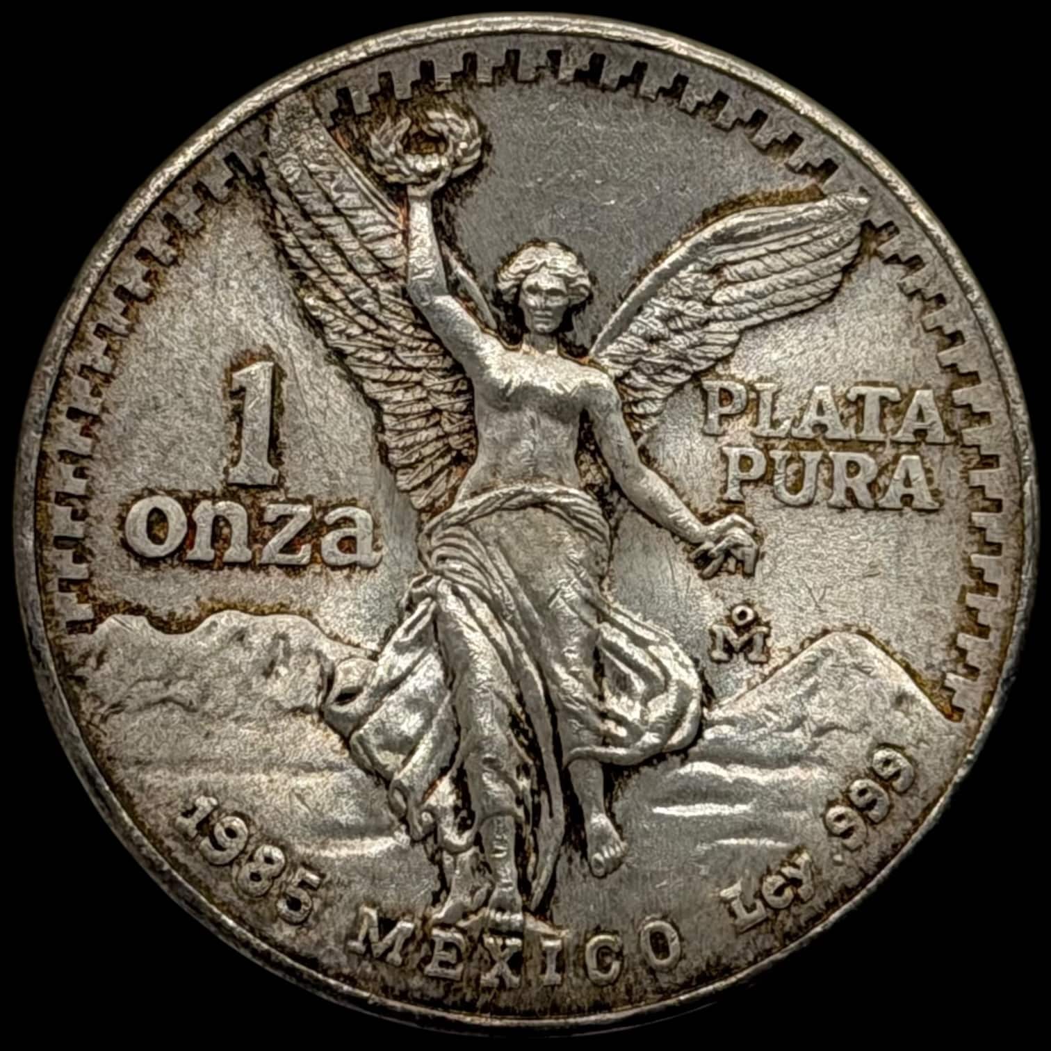 Mexico, 1 onza 1985, 1 oz / 31.1 gram AG, KM 494.1, Kva. 0-01