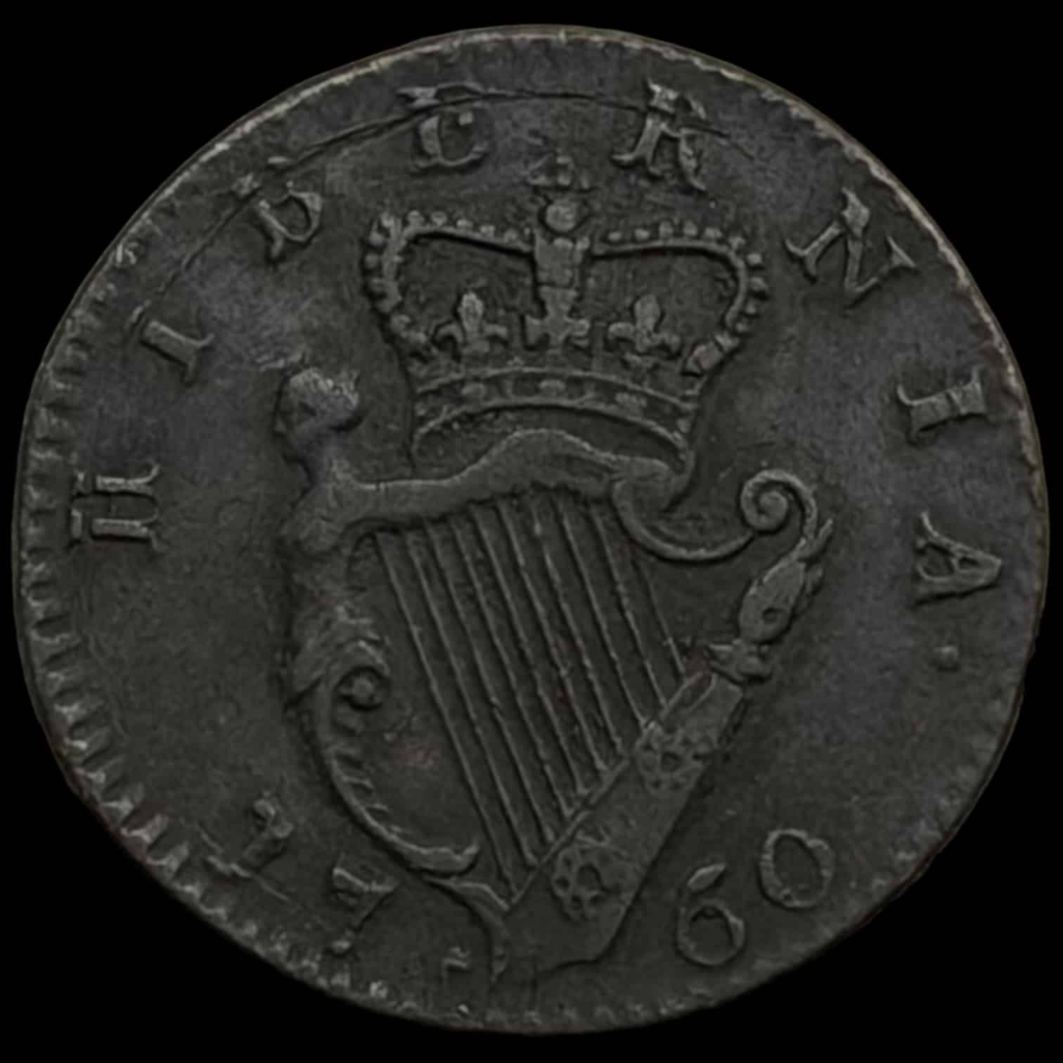 Irland, 1/2 penny 1760, George II, S 6610, KM 136, Kva. 1+
