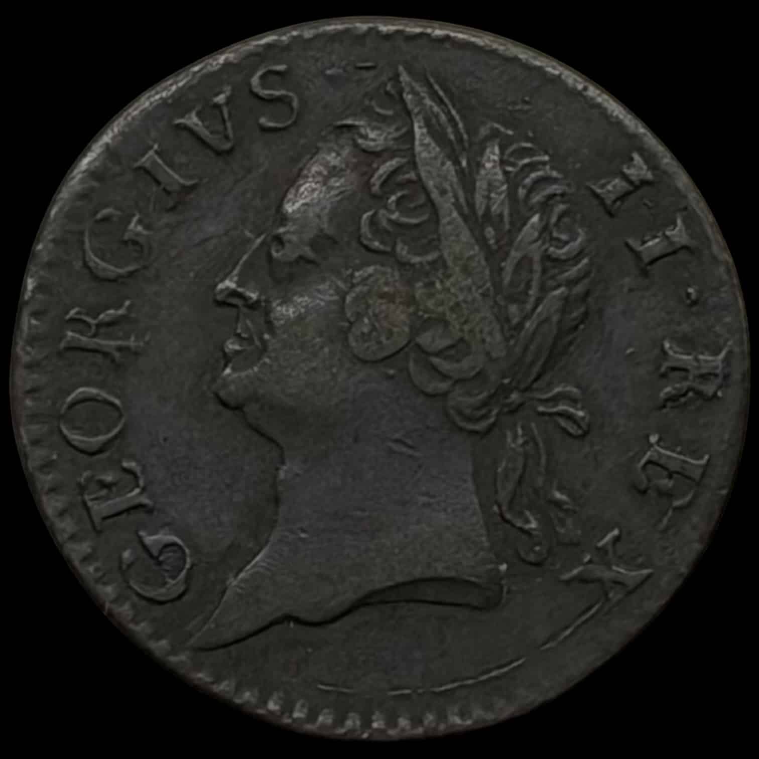 Irland, 1/2 penny 1760, George II, S 6610, KM 136, Kva. 1+ - Image 2