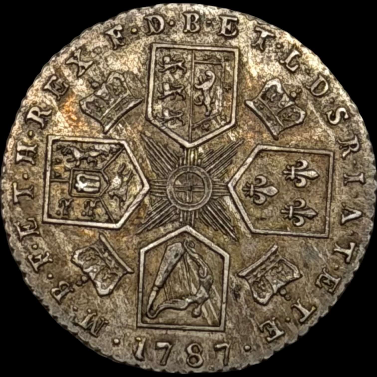 Storbritannien, 6 pence 1787, George III, KM 606.2, S. 3749, Kva. 01