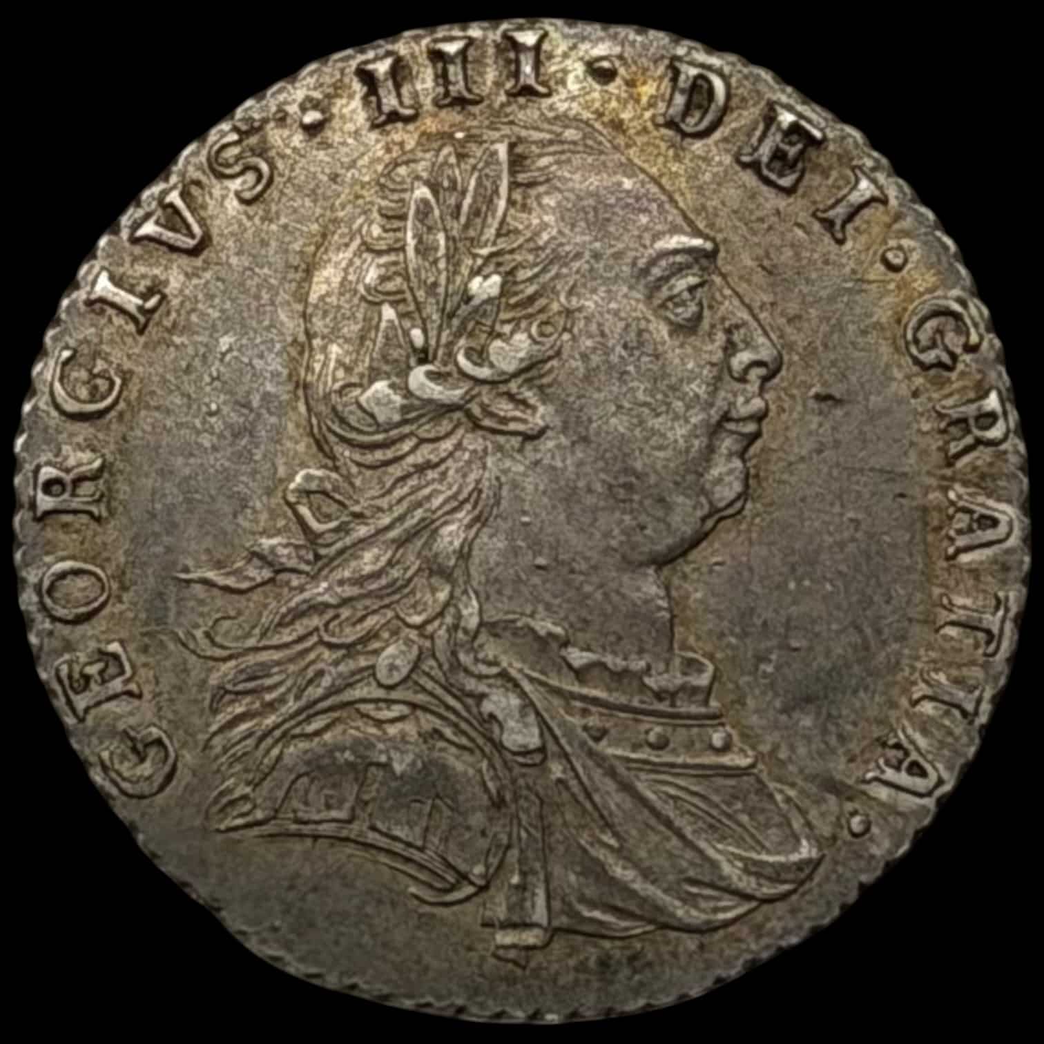 Storbritannien, 6 pence 1787, George III, KM 606.2, S. 3749, Kva. 01 - Image 2