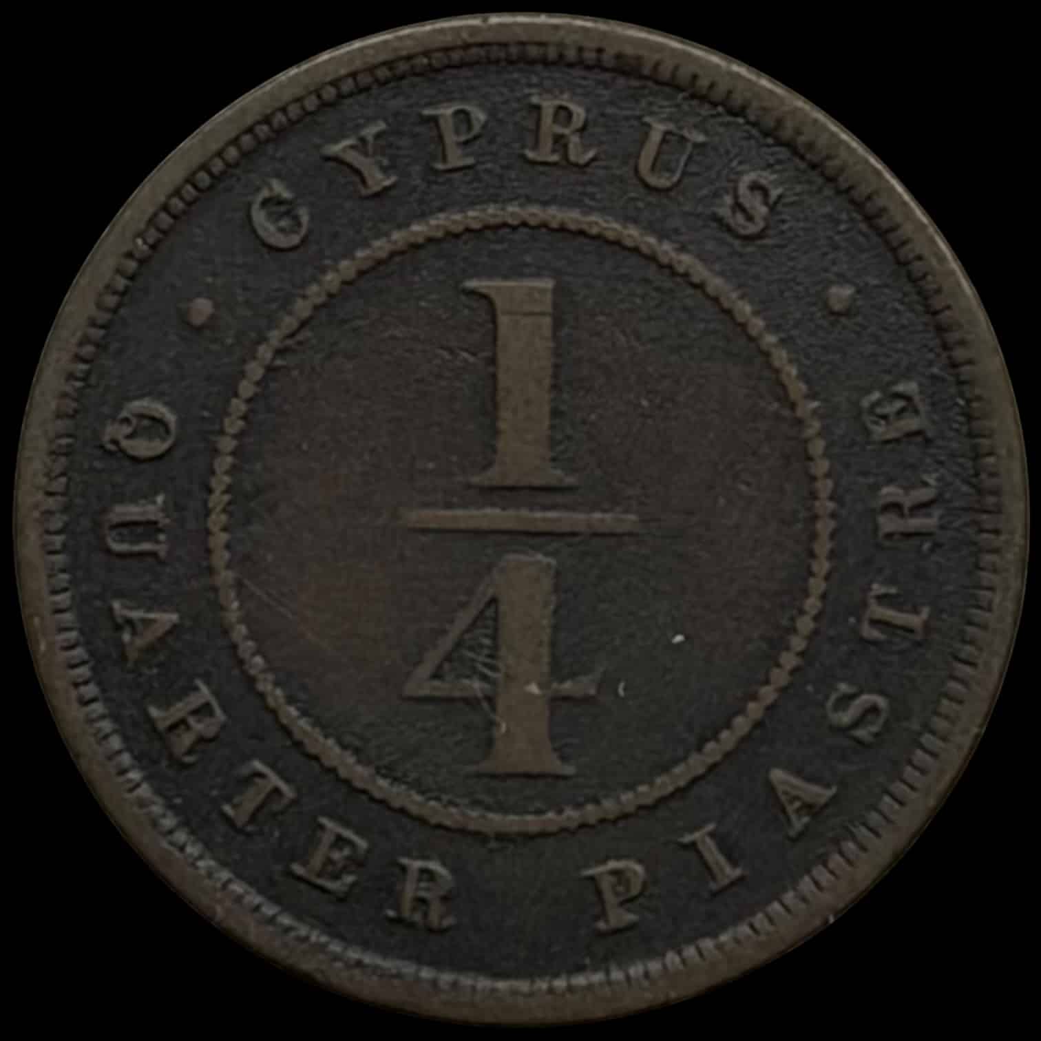 Britisk Cypern, 1/4 Piastre 1885, Victoria, KM 1.1, Fitikides 7, Kva. 1-1+ - Image 2