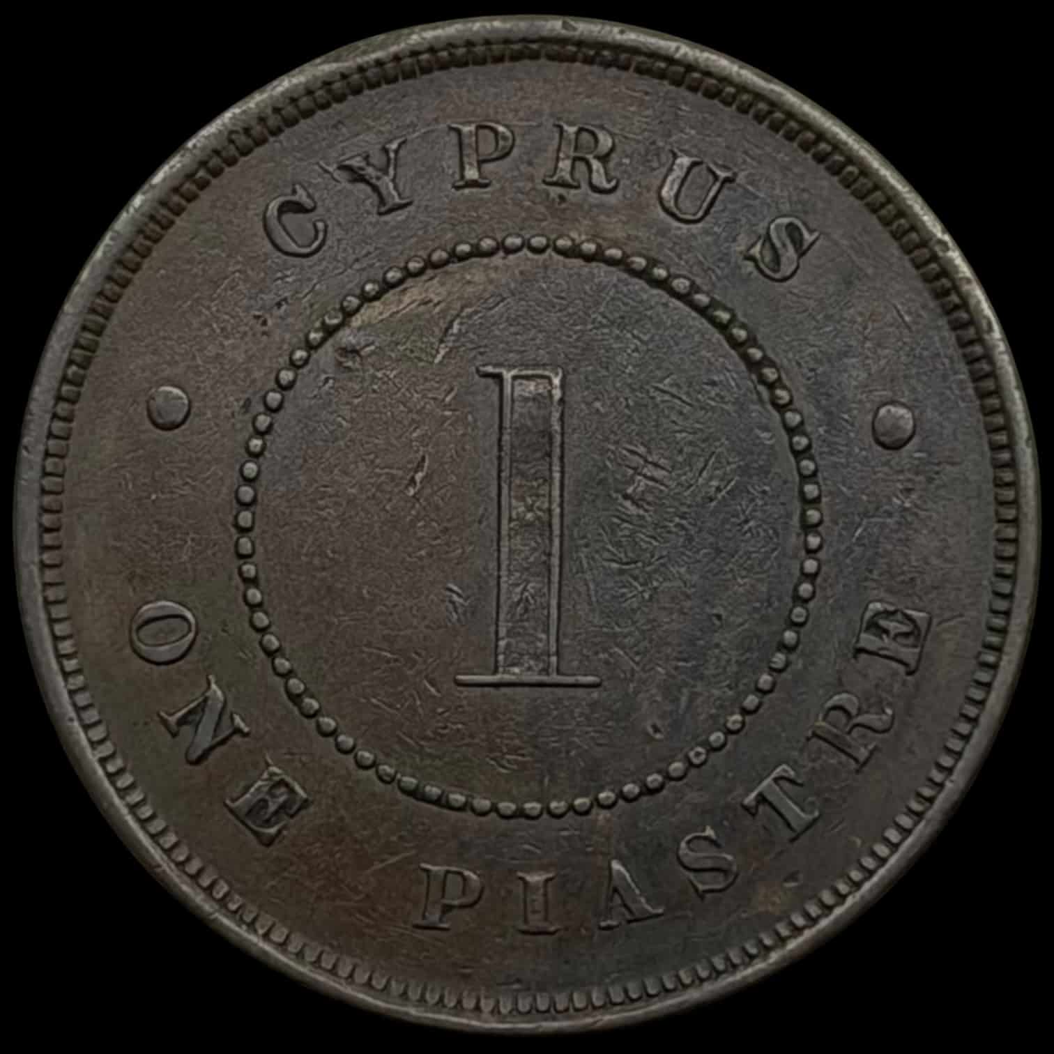 Britisk Cypern, 1 piastre 1879, Victoria, KM 3.1, Fitikides 35, Kva. 1+ - Image 2