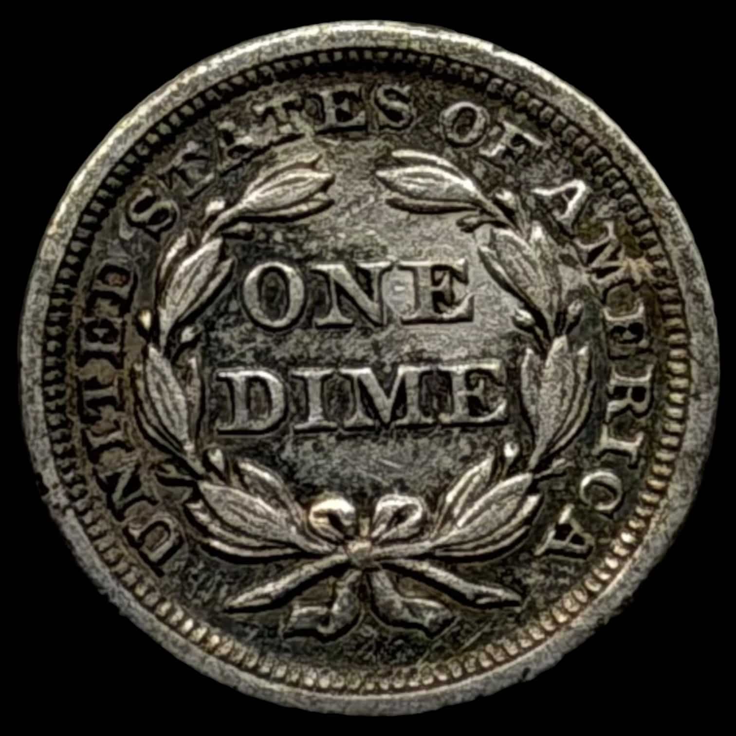 USA, 10 cents / Seated Liberty Dime 1857, KM 63.2, Kva. 01 smuk toning - Image 4