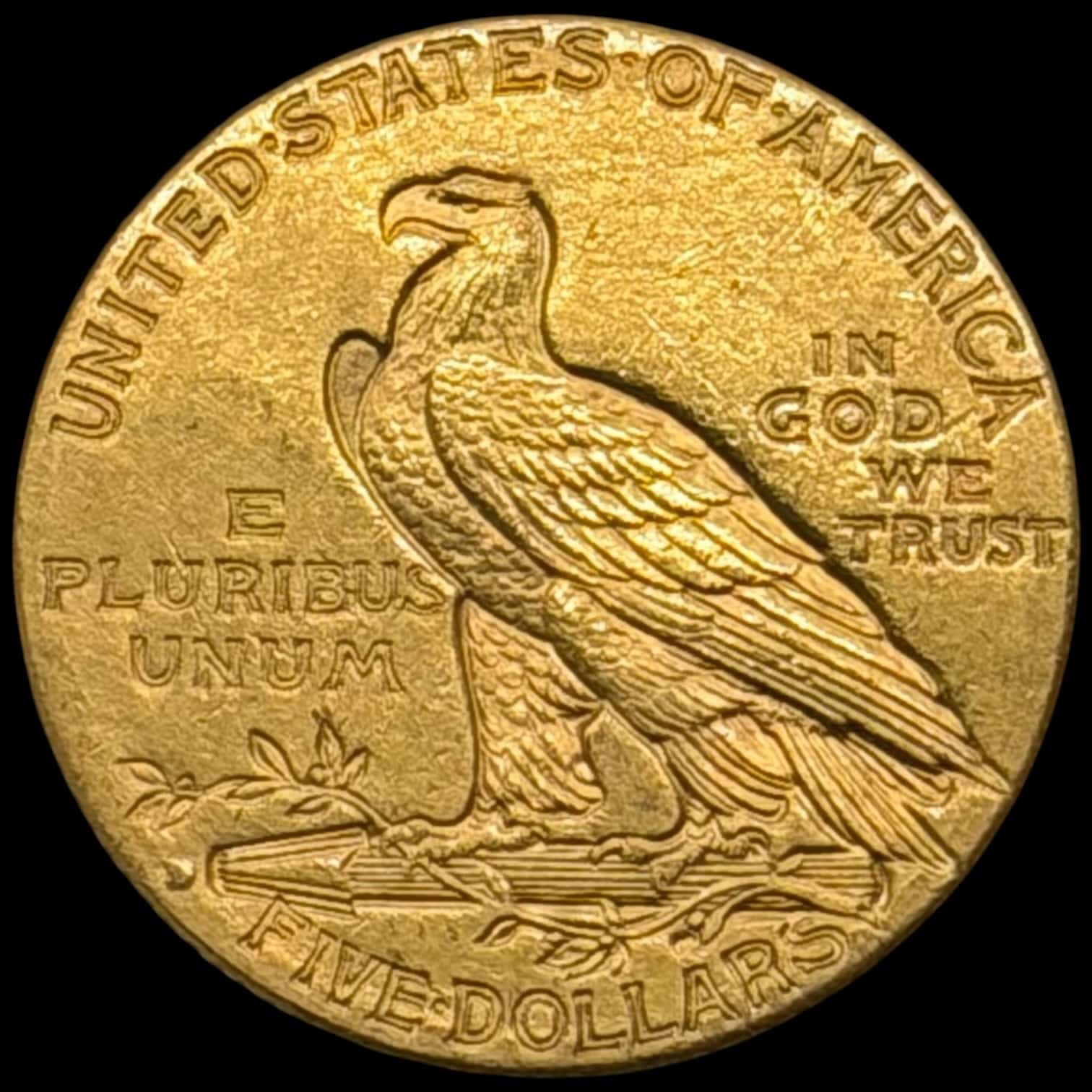 USA, 5 dollar 1914 "Indien Head", KM 129, Fr. 121, Kva. 01 renset - Image 2