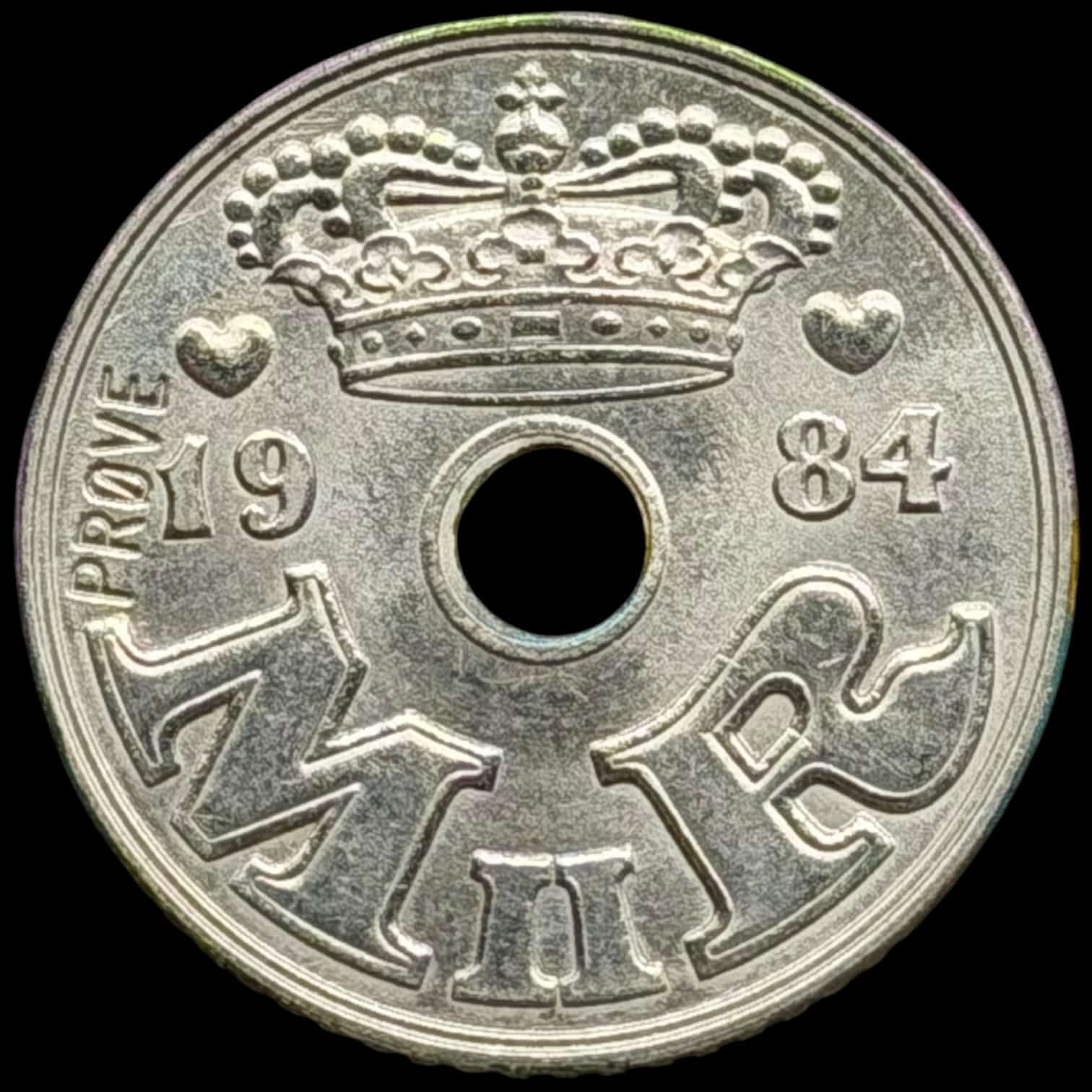 Prøvemønt, 1 krone 1984, GP 19, præget i 203 stk, Kva. 0